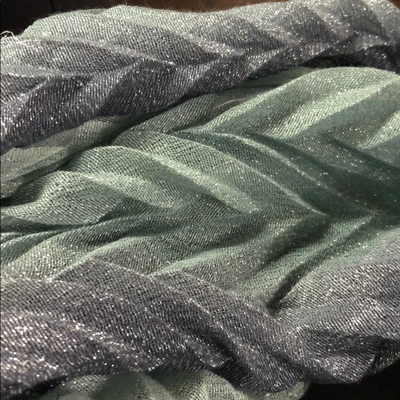 Grey and light teal infinity scarf - Picture 2 of 3